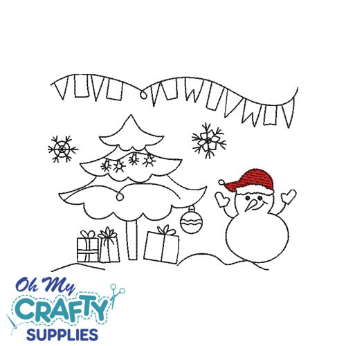Christmas Snowman 10621 Embroidery Design