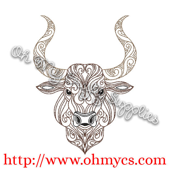 Henna Bull Embroidery Design