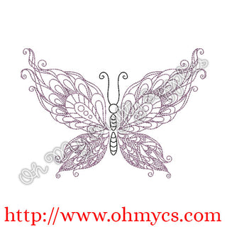 Henna Butterfly Swirls Embroidery Design