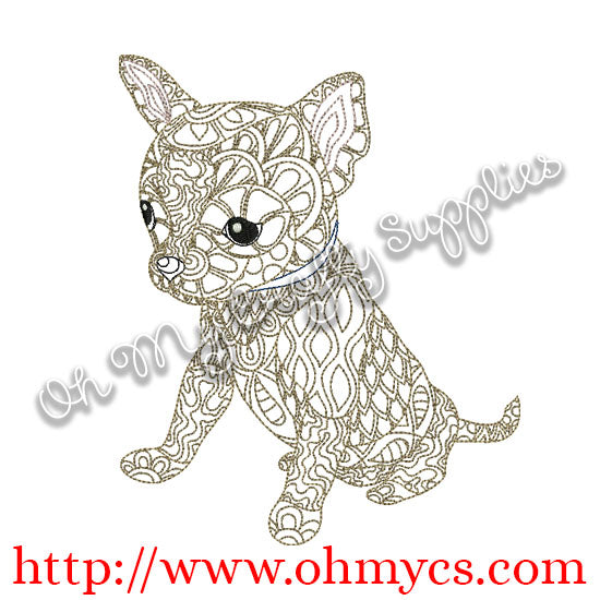 Henna Chihuahua Embroidery Design