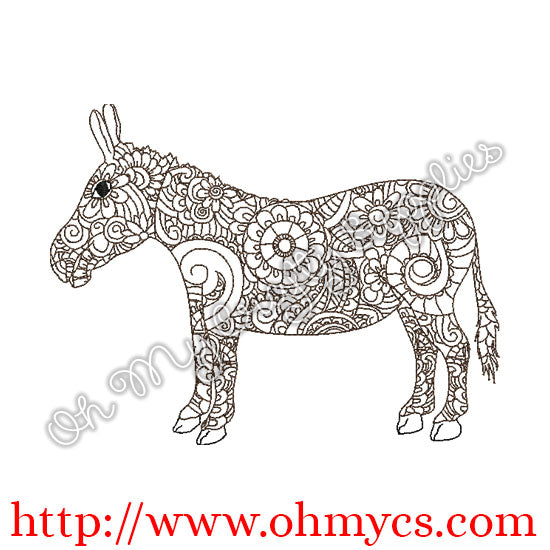 Henna Donkey Embroidery Design