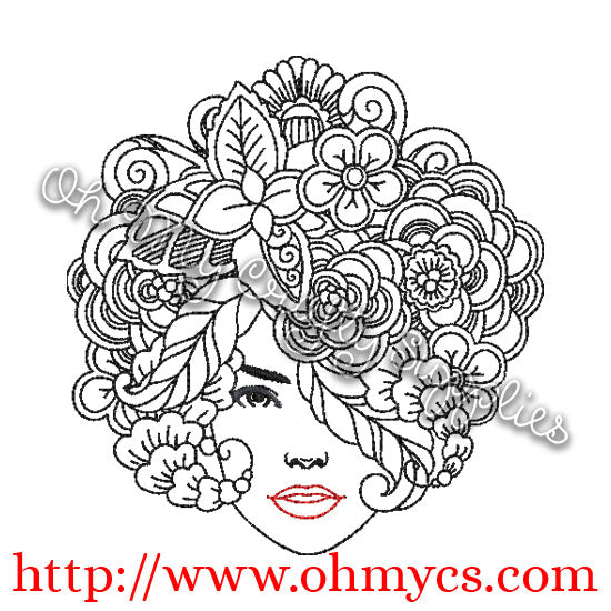 Henna Fancy Lady Embroidery Design
