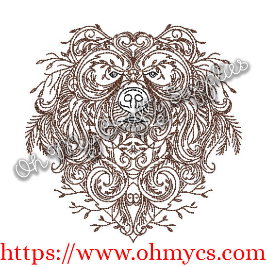 Henna Forest Bear Embroidery Design