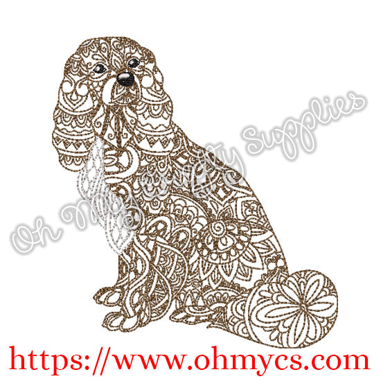 Henna Full Body Cocker Spaniel Embroidery Design
