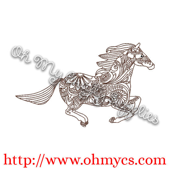 Henna Running Horse Embroidery Design