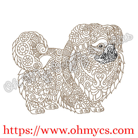 Henna Pekingese Embroidery Design