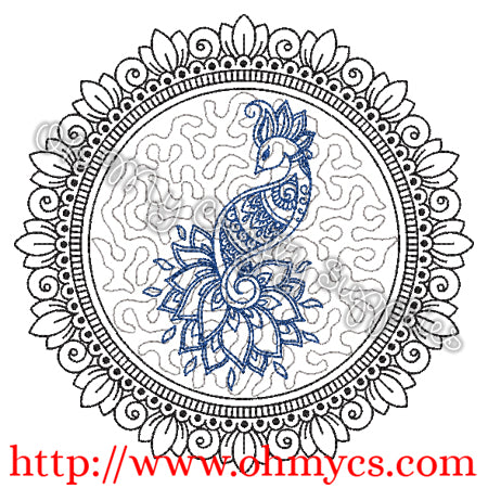 Henna Phoenix with Floral ring 1 Embroidery Design