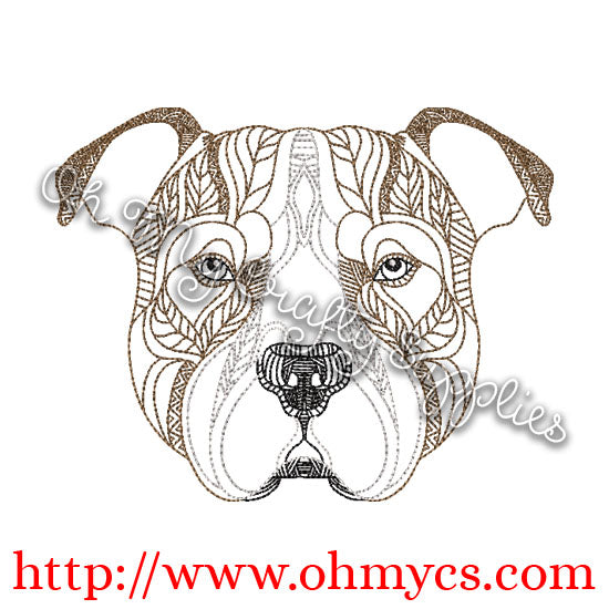 Henna Pitbull Unchopped Embroidery Design