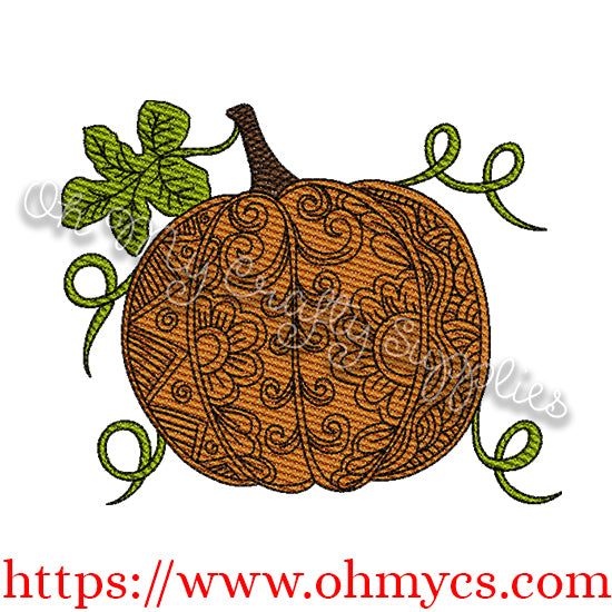 Henna Pumpkin Sketch Embroidery Design