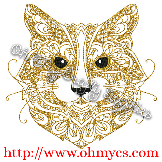 Henna Cat Embroidery Design
