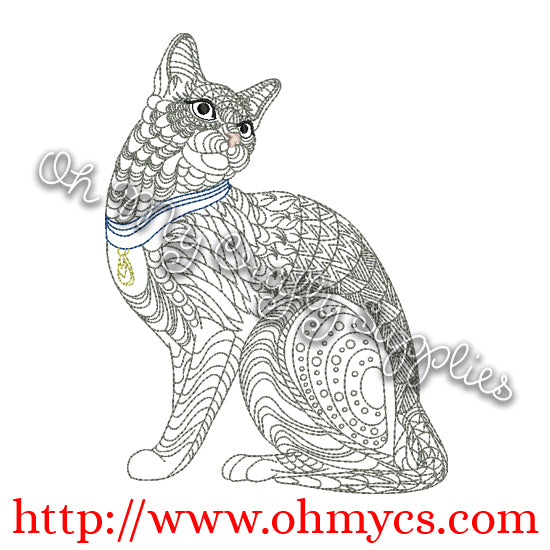 Henna Cat 2 Embroidery Design