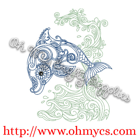 Henna Dolphin Embroidery Design