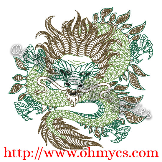 Henna Dragon Embroidery Design