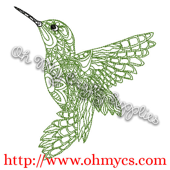 Henna Hummingbird Embroidery Design