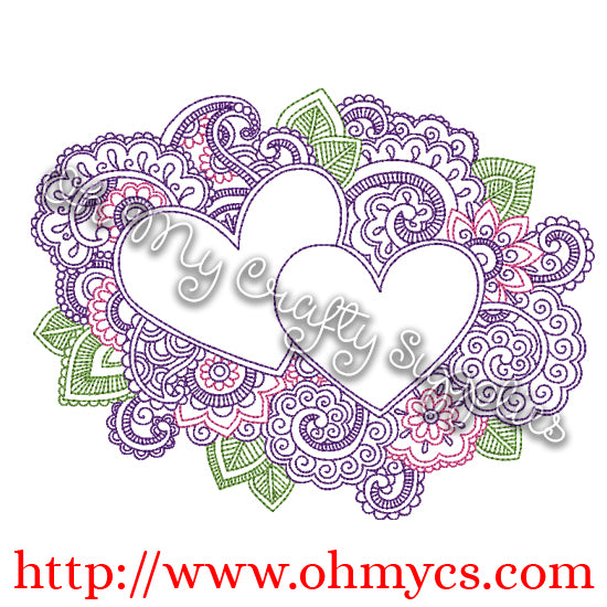 Henna Hearts Embroidery Design