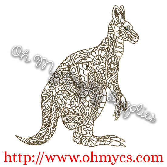 Henna Kangaroo 3 Embroidery Design