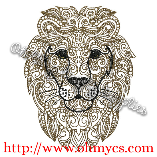 Henna Lion Embroidery Design