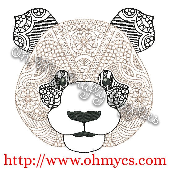 Henna Panda Embroidery Design