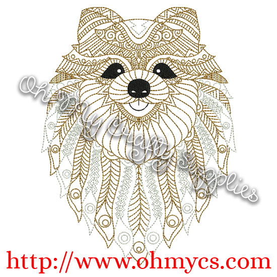 Henna Pomeranian Embroidery Design