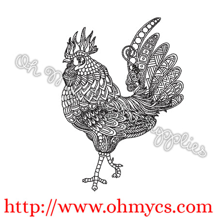 Henna Full Body Rooster 2 Embroidery Design