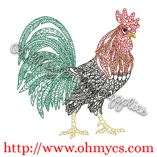 Henna Rooster Embroidery Design