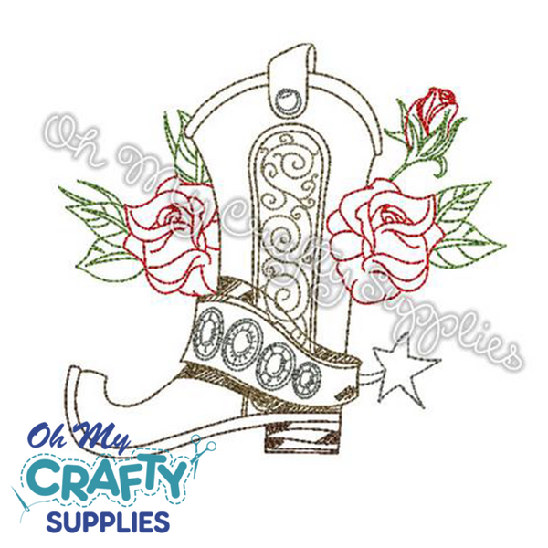 Henna Boot and Roses Embroidery Design
