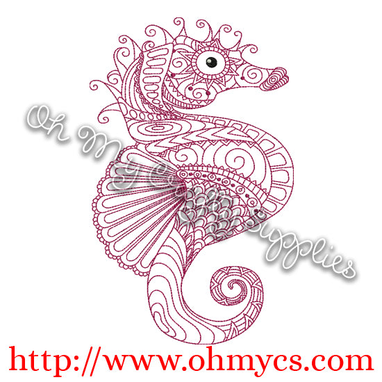 Henna Sea Horse Embroidery Design