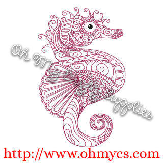 Henna Sea Horse Embroidery Design
