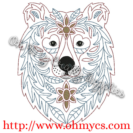 Henna Tribal Bear Embroidery Design