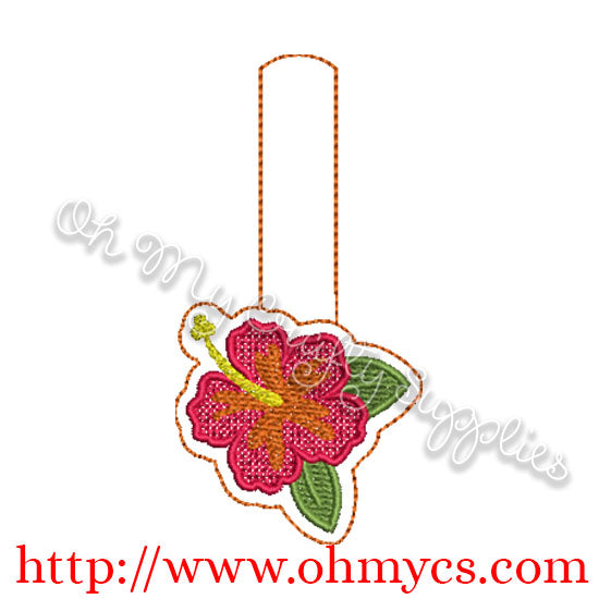ITH Hibiscus Key Fob Embroidery Design