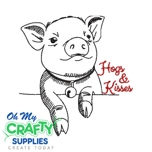 Hogs and Kisses Embroidery Design