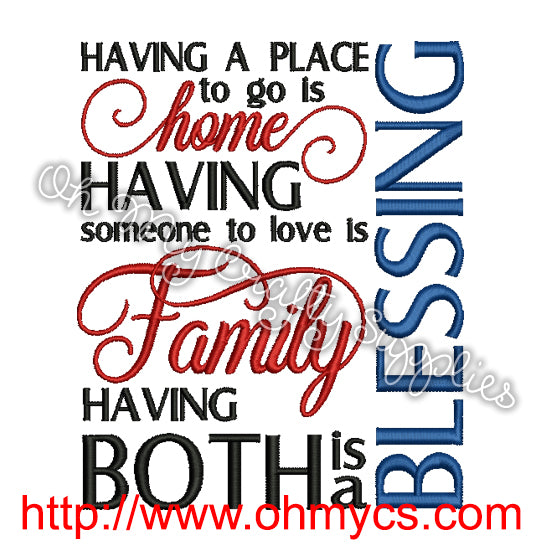 Home Family Blessing Embroidery Design