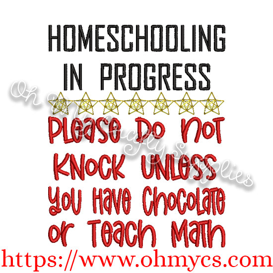 Homeschooling Chocolate Embroidery Design