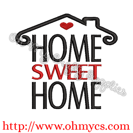 Home Sweet Home House w/Heart Embroidery Design
