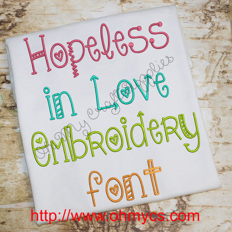 Hopeless in Love Embroidery Font (BX Included)