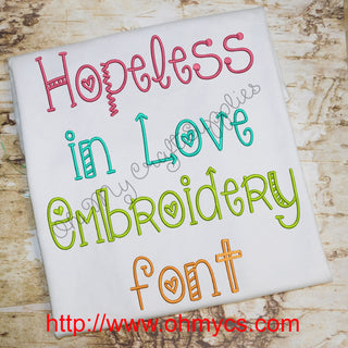 Hopeless in Love Embroidery Font (BX Included)
