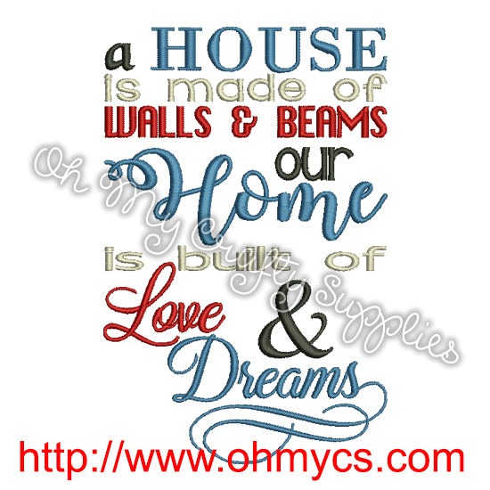 House and Home Embroidery Design