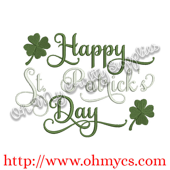 Happy St. Patrick's Day Embroidery Design