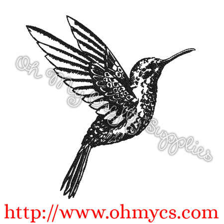 Sketch Hummingbird Flying Embroidery Design