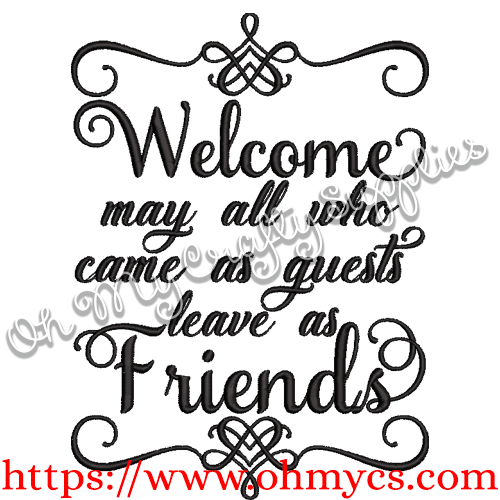 Leave as friends Embroidery Design