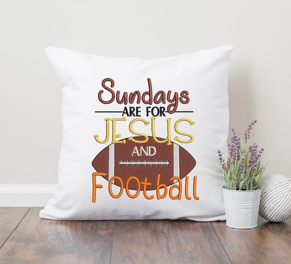 Sunday for Jesus and Football Embroidery Design