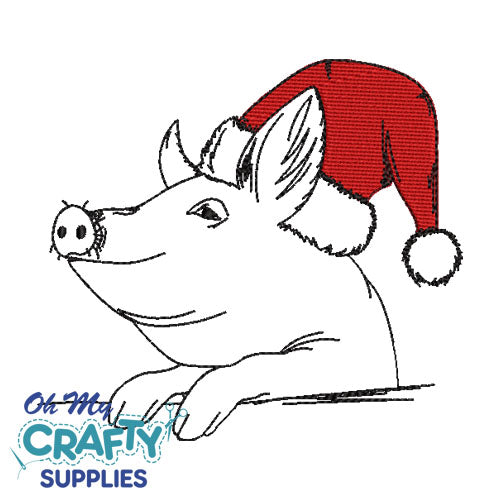 Sketch Christmas Pig 92921 Embroidery Design