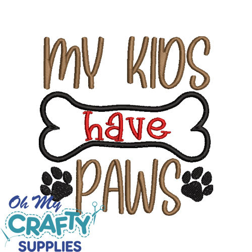 Kids have paws 1622 Embroidery Design