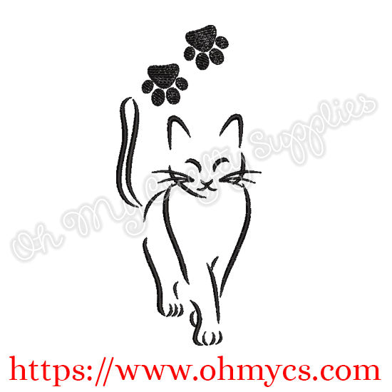 Kitty Outline Embroidery Design Set of 2