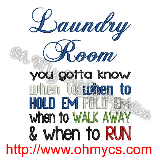 Laundry Room Embroidery Design