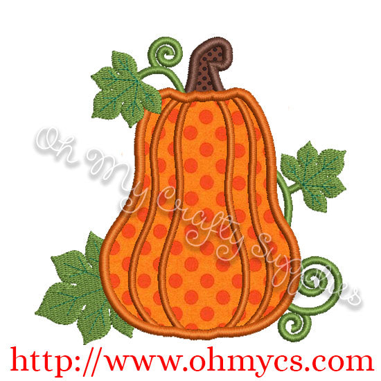 Leafy Pumpkin Applique Design