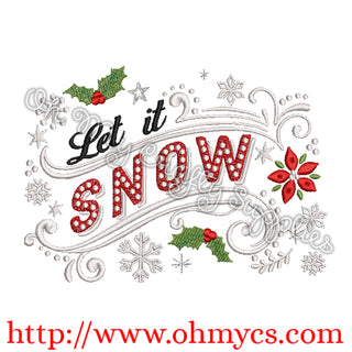 Let it Snow Holly Embroidery Design