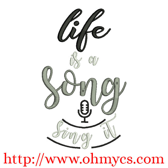 Life is a Song Embroidery Design