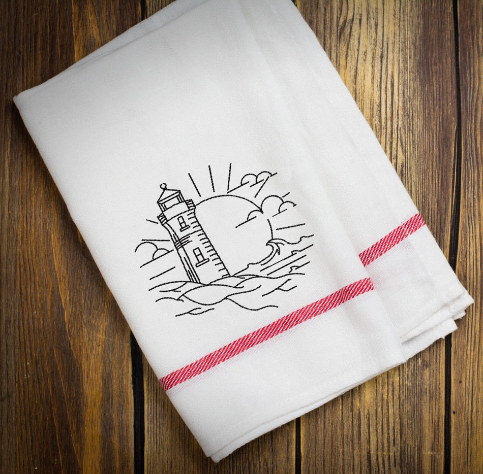 Lighthouse Drawing Embroidery Design