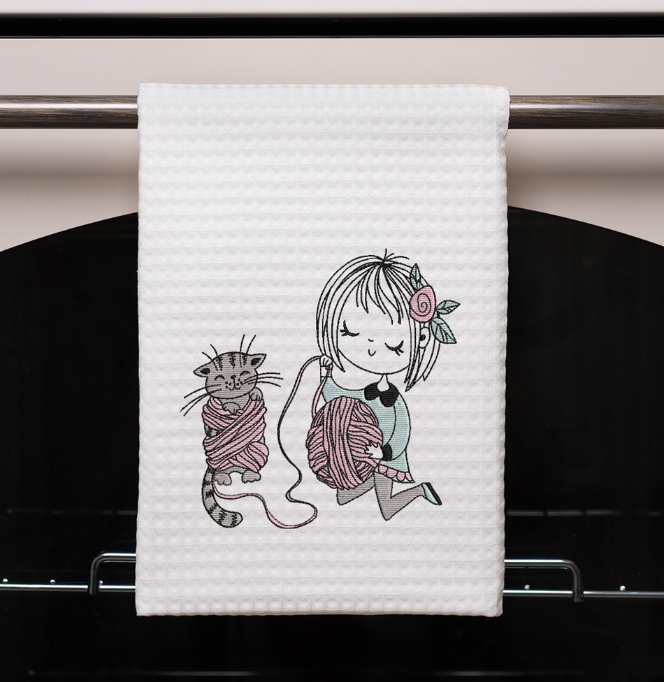 Little Miss Yarn Kitty Embroidery Design